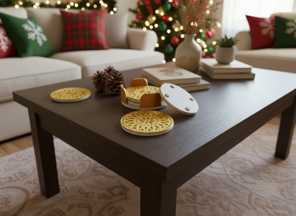 Winter Papel Picado Coasters Set