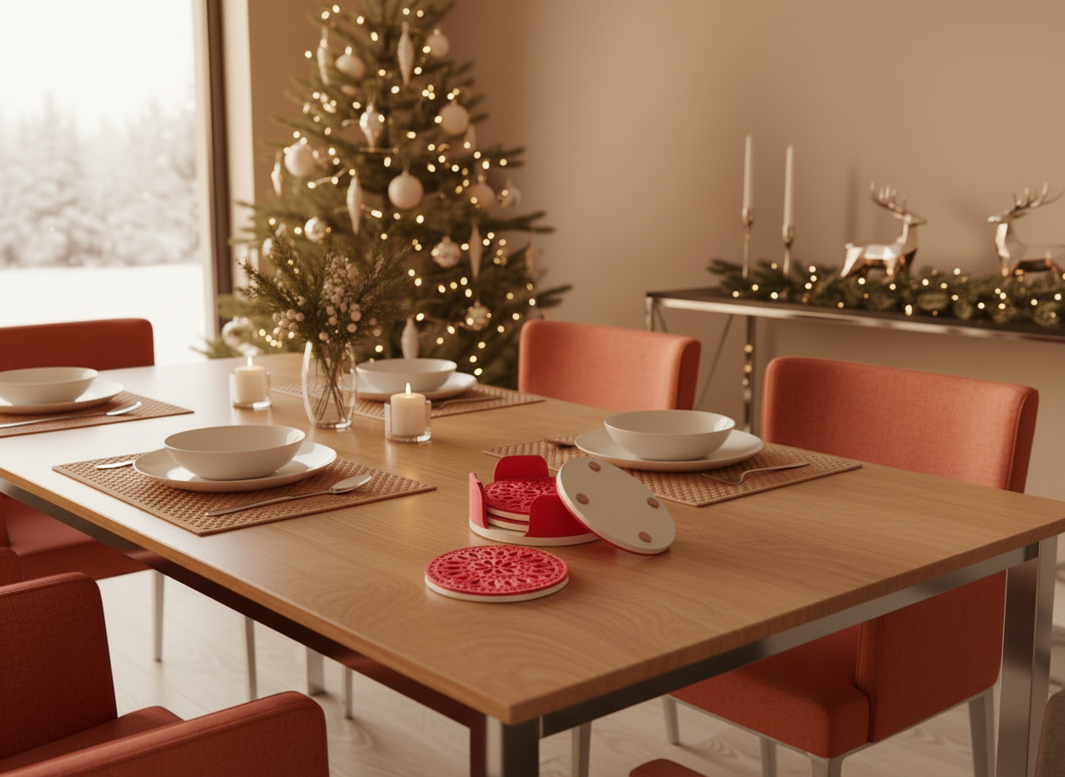 Winter Papel Picado Coasters Set